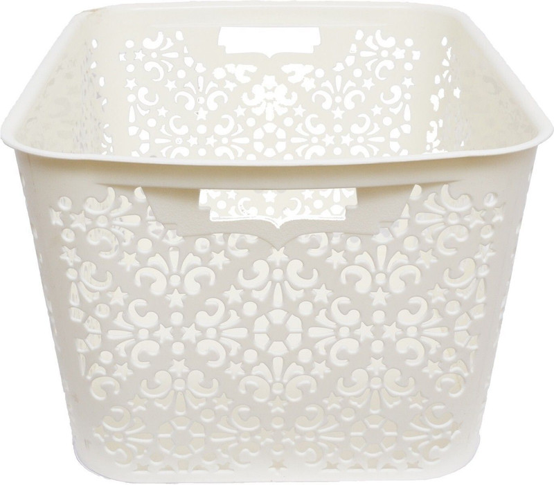 Cutting EDGE Polypropylene Large Turkish Basket without Lid, Multipurpose Basket for Toys, Kitchen (White) Storage Basket(Pack of 1)