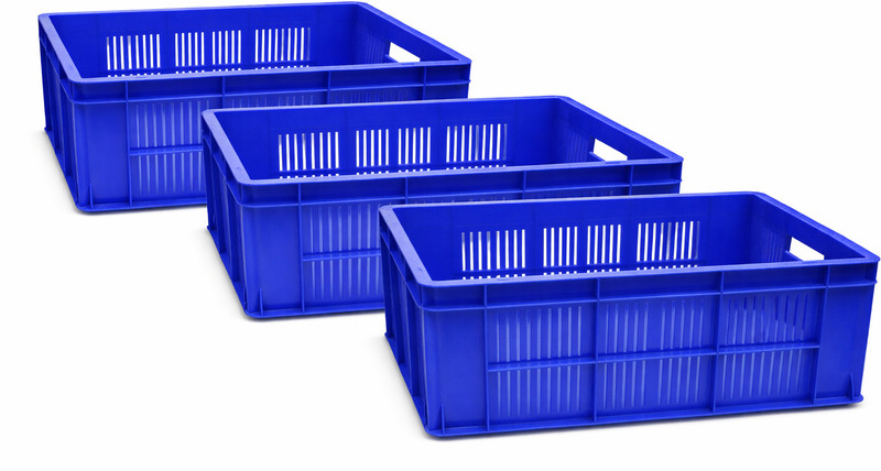 Saran Plastic 60X40X32 Cm Blue Plastic Crate | Heavy Duty Multi-Purpose Storage Basket Storage Basket(Pack of 1)