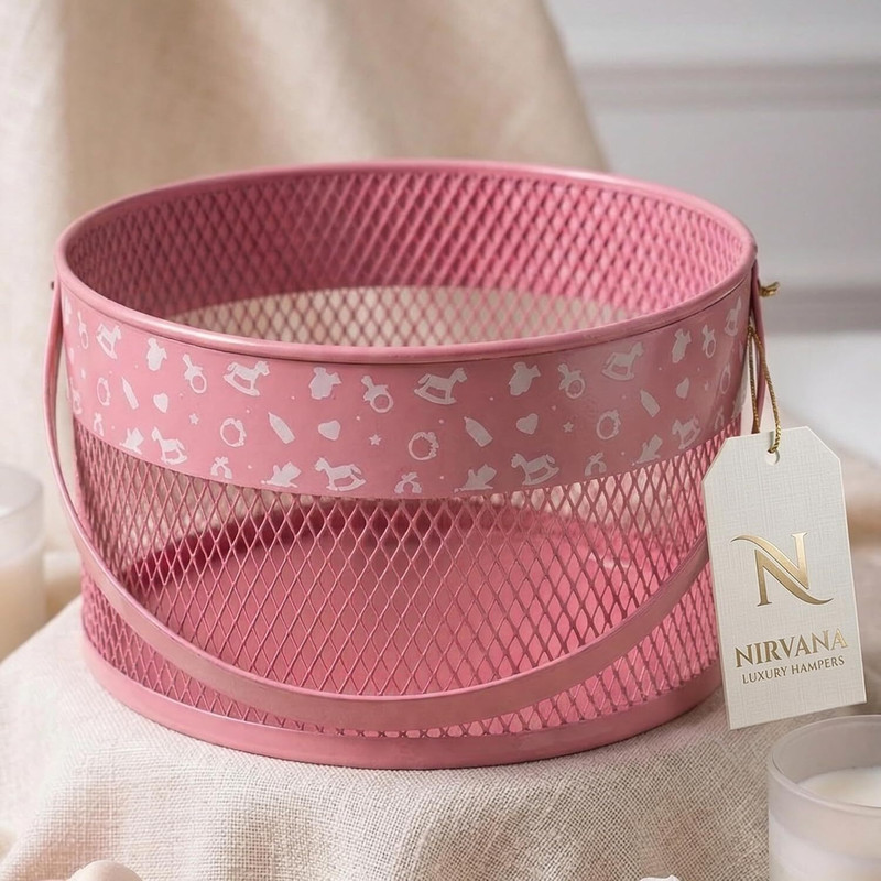 Nirvana Luxury Hampers Iron Bread Basket(Pink)
