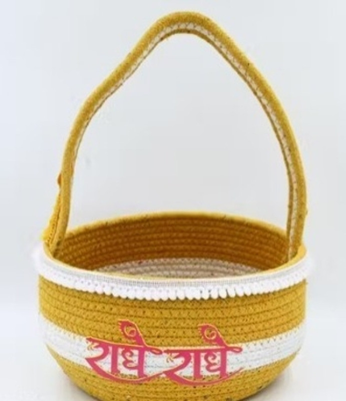 SIYA TEXTILES Cotton Bal Gopal Basket Thakur Ji Basket 6x6 inch Storage Basket(Pack of 1)