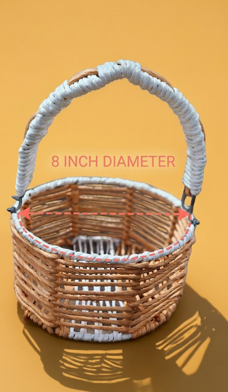 F h handicrafts Wooden, Paper, Jute Woven basket orange with handle Storage Basket(Pack of 1)