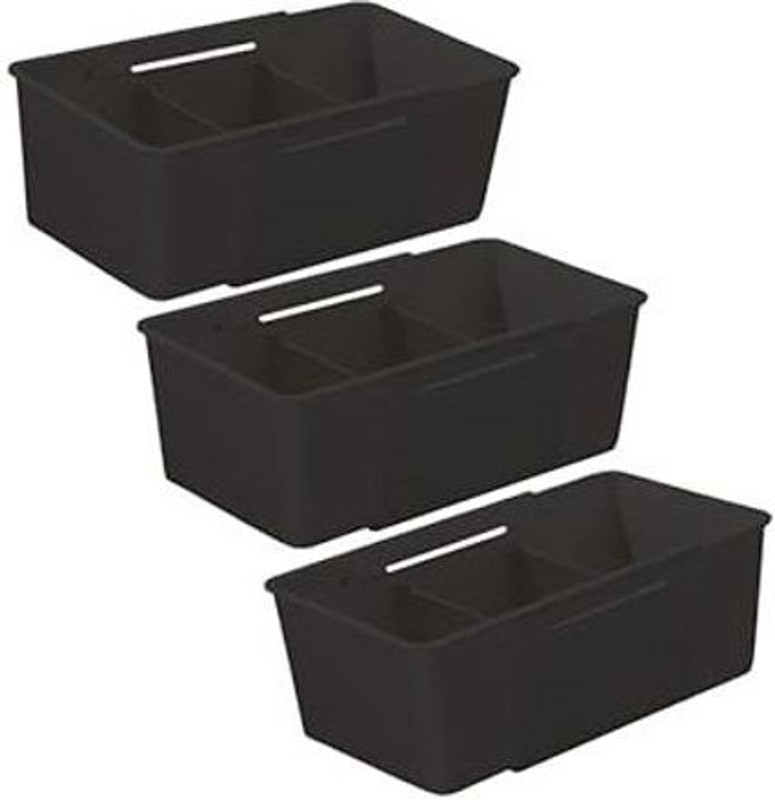 divinezon Plastic Multipurpose Plastic Retractable Expandable Storage Set for Home Cabinets - 3pcs Storage Basket(Pack of 1)