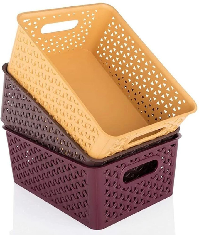 CENTURY Plastic Century Basket Without lid Multipurpose Solitaire Storage Basket(Pack of 3)