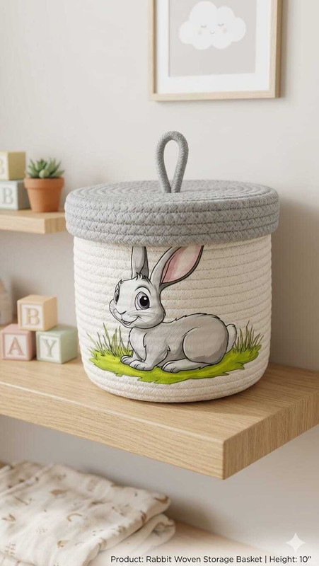 FREEDOO Jute Jute Cotton Storage Gift Basket, Cute case for Closet, Packing Storage Basket(Pack of 1)