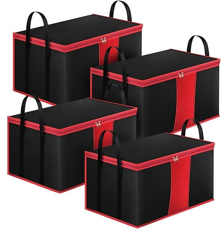 Minicraft Nylon Solid Non-Woven Rectangular Foldable Fabric Organizer Non-Woven Storage Box Bin Storage Basket(Pack of 4)