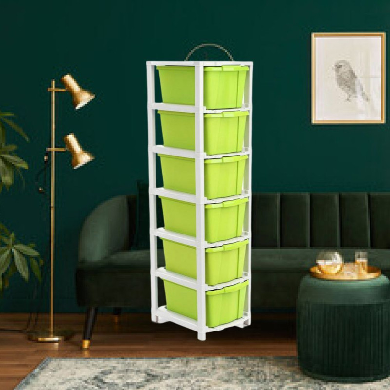 MAXTID Plastic 6 Layer Plastic Modular Drawer for Home, Office, Parlor Free Standing Storage Basket(Pack of 6)