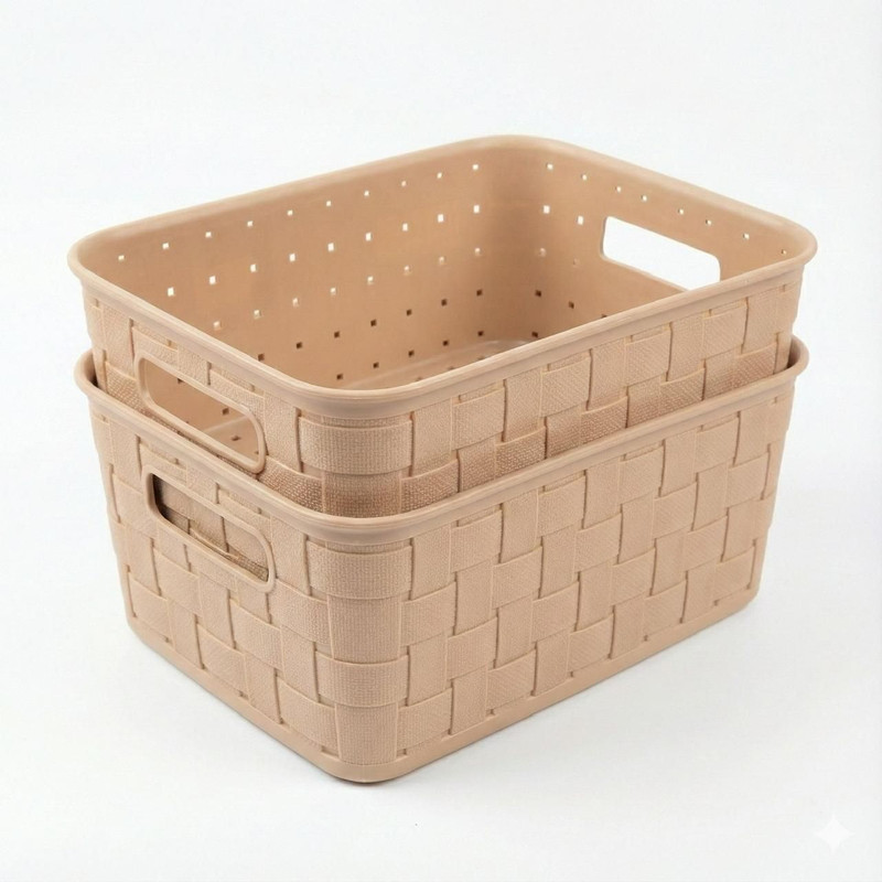 Richcraft Plastic Checkers Storage Basket(Pack of 2)