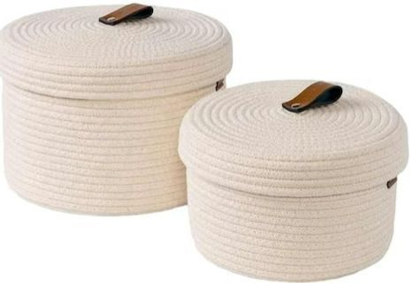 NCS Cotton snakeboxwhite Storage Basket(Pack of 2)