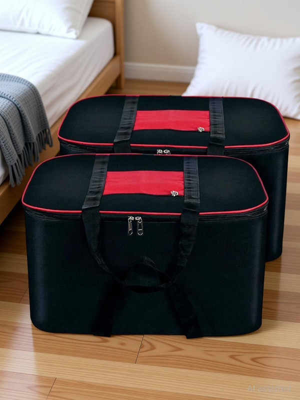 Divin Nylon Multipurpose Large Size Under Beded Storage Bag For Blanket Bedsheets And Dress Storage Basket(Pack of 2)