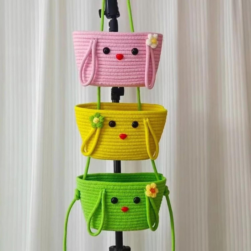 Chiku Enterprises Cotton Adorable Face Hanging Storage Basket for Home Storage and Decor(Size 7*3*5inch) Storage Basket(Pack of 1)