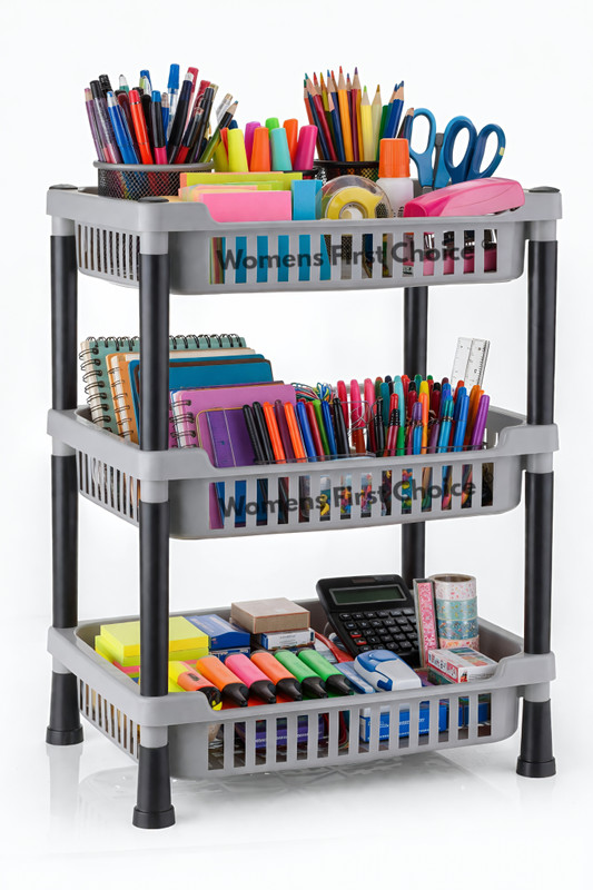 Womens First Choice Polypropylene 3-Layer Kitchen Trolley Stand/Multipurpose Rack for Kitchen Storage Vegetable Storage Basket(Pack of 1)