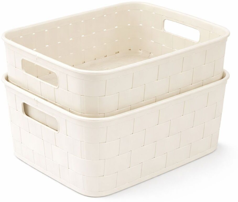 Richcraft Plastic Modern Home Checker Utility Set Storage Basket(Pack of 2)
