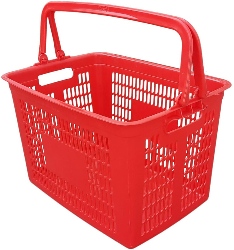 mahira Plastic Shopping Basket With Handle (Red) Storage Basket(Pack of 1)