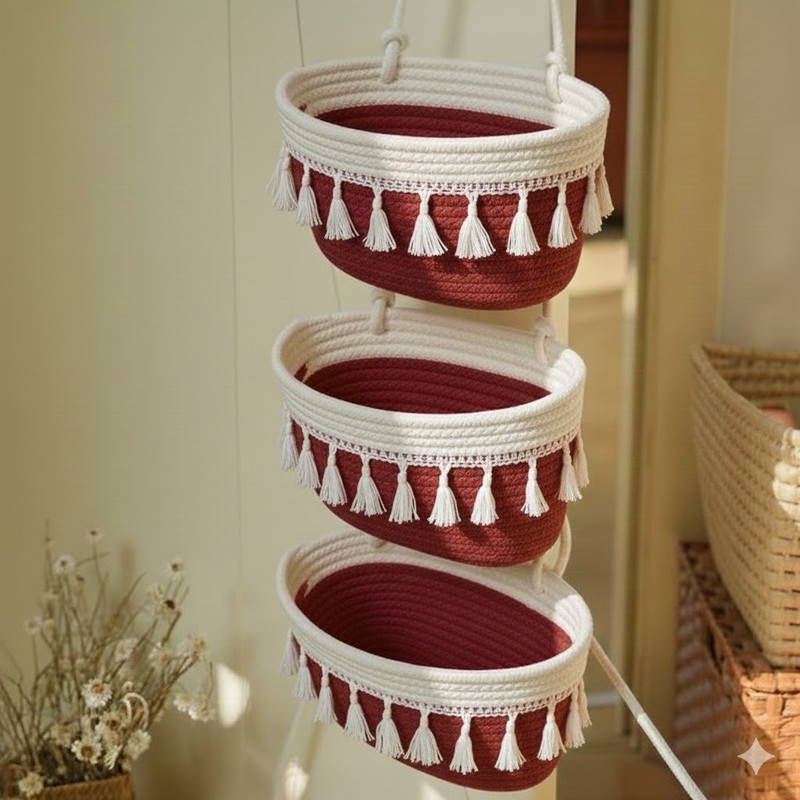 FREEDOO Jute jute storage baskets & small bags Storage Basket(Pack of 1)