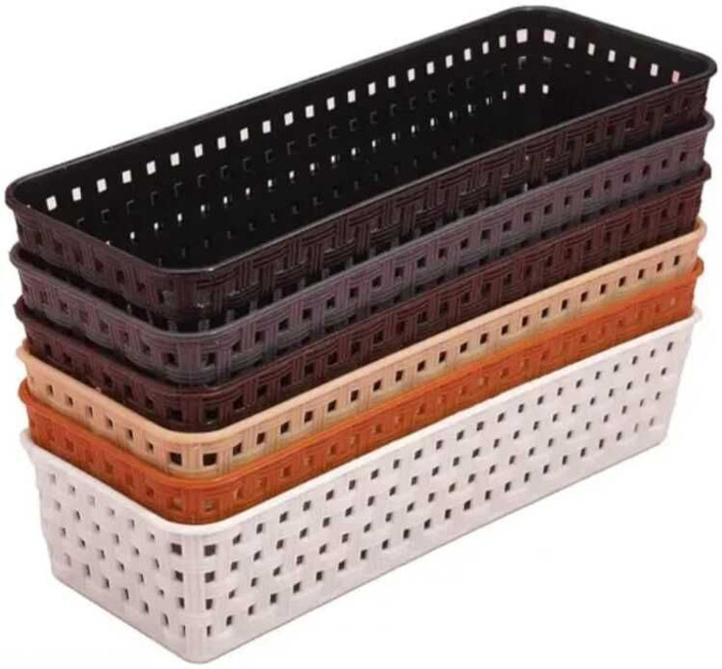 AMB Plastic SMALL STORAGE BASKET PACK OF 6 Storage Basket(Pack of 6)