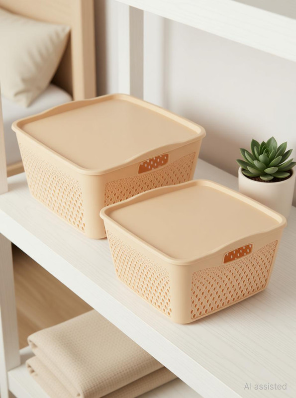 KUBER INDUSTRIES Plastic Storage Basket(Pack of 2)