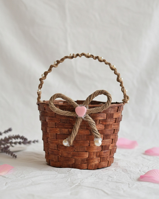 Bead Buddy Bamboo Decorative basket Storage Basket(Pack of 1)