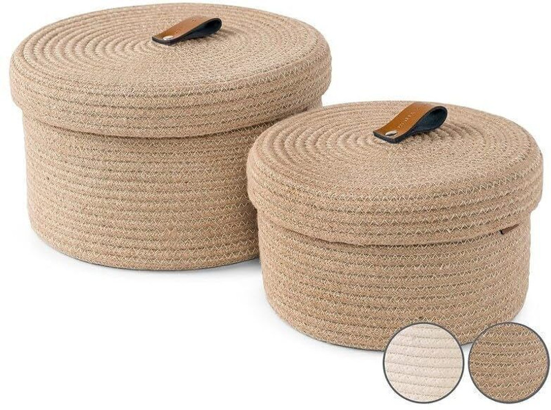 Kirti textile Jute, Jute Luxury Cess Jute Storage Basket Duo Storage Basket(Pack of 2)