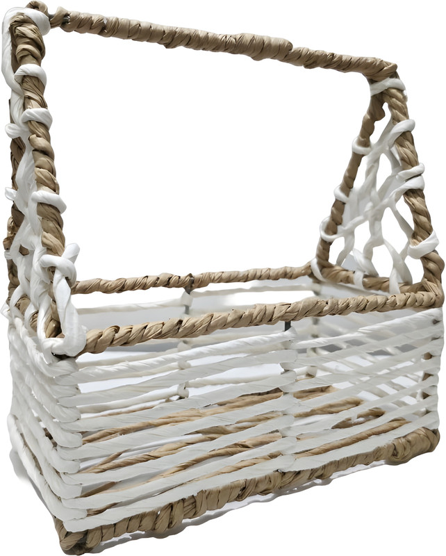 SAAR ART Jute Handwoven Rectangular Basket with Tall Handle – Organizer for Hampers & Home Storage Basket(Pack of 1)