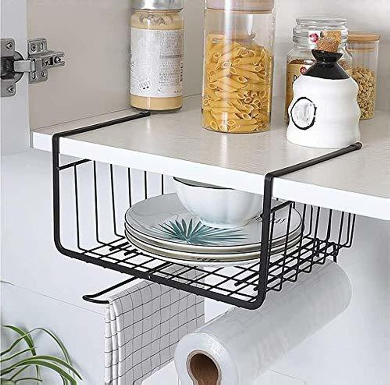Franklite Steel Kitchen Storage Rack Under Cabinet Storage Shelf Basket Wire Rack Organizer Storage Basket(Pack of 1)