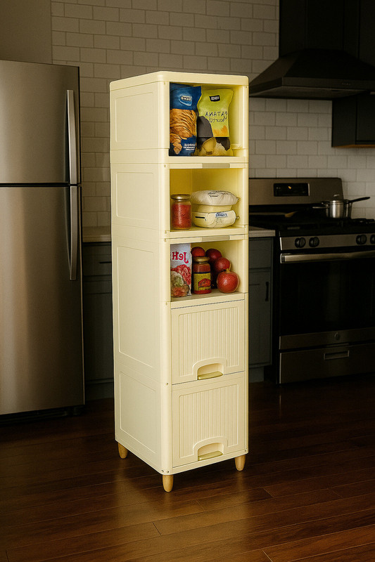 MAXTID Plastic 5 Layer White Cabinet for Home & Office, Parlour, school Storage Basket(Pack of 1)