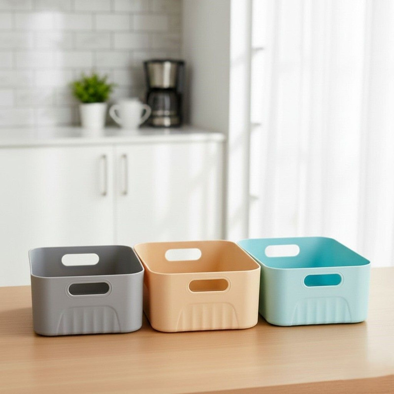 SRELEVEN Plastic Multipurpose Solitaire Storage Basket Storage Basket(Pack of 3)