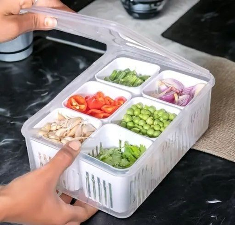 DEEJET Plastic BPA Free,Transparent plastic Fridge Storage Boxes for Garlic,Onion,Chili,Tomato, Storage Basket(Pack of 1)