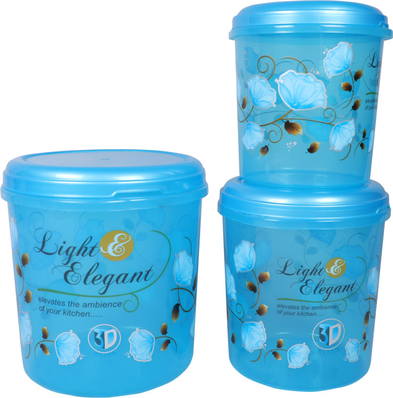 3D METRO SUPER STORE Plastic Storewell Container 3 PCS Set 5kg 7.5kg 10kg Printed Storage Basket(Pack of 3)