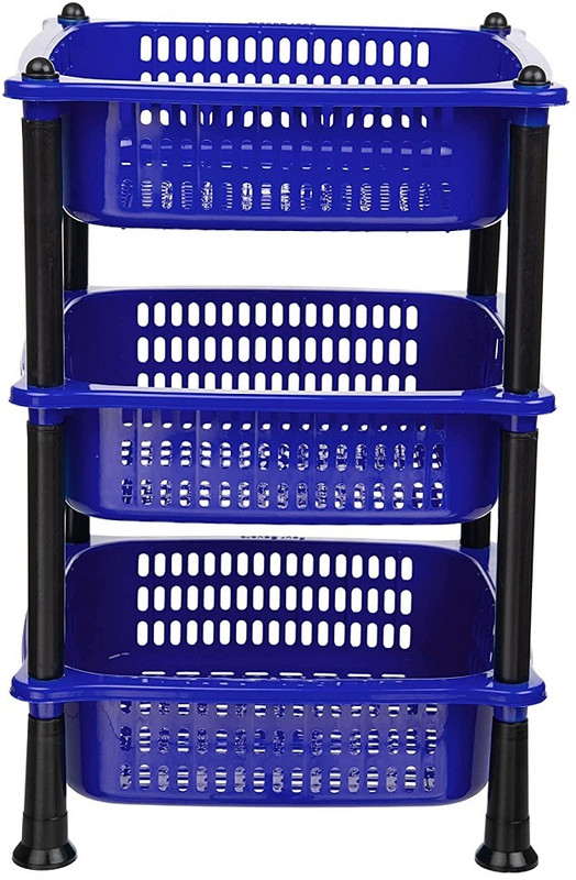 VM BOND Fruits/Vegetables Kitchen Rack Plastic 3 Steps Kitchen Stand Rack Basket Fruits Onion, Potato, Vegetables