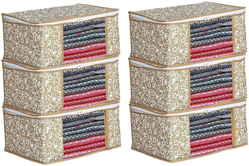 VATUKDY Polyester Saree Cover/Clothes Cover/Garment Cover/Storage Cover/ Storage Basket(Pack of 6)