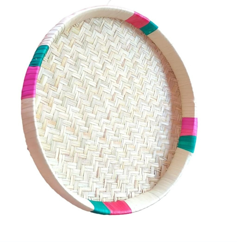 Retail Charms Bamboo Winnowing basket | Round muram | Muram | tray| Rice Cleaner| supli Storage Basket(Pack of 1)