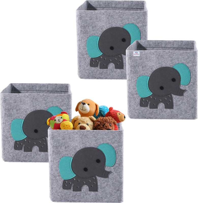 Heart Home Wool Pack of 5 Foldable 24 L Storage Box for Clothes | GM-6-GRY | Elephant - Grey Storage Basket(Pack of 5)