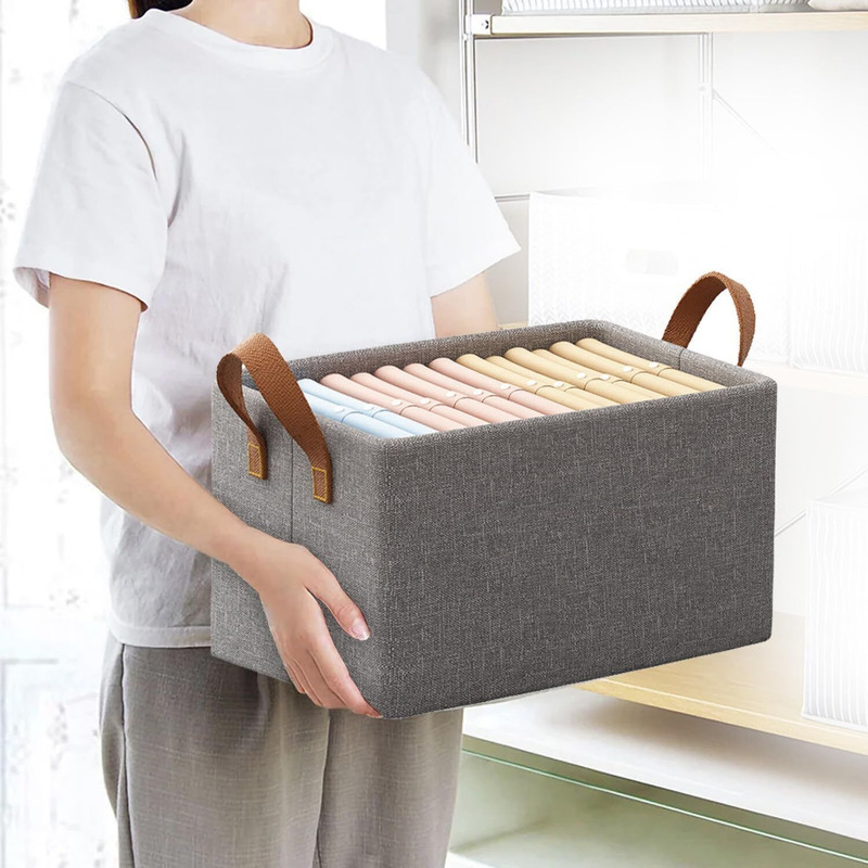 STARKENDY Nylon, Cotton Rectangle Foldable Storage Cubes Organizer with Handles Storage Basket(Pack of 1)
