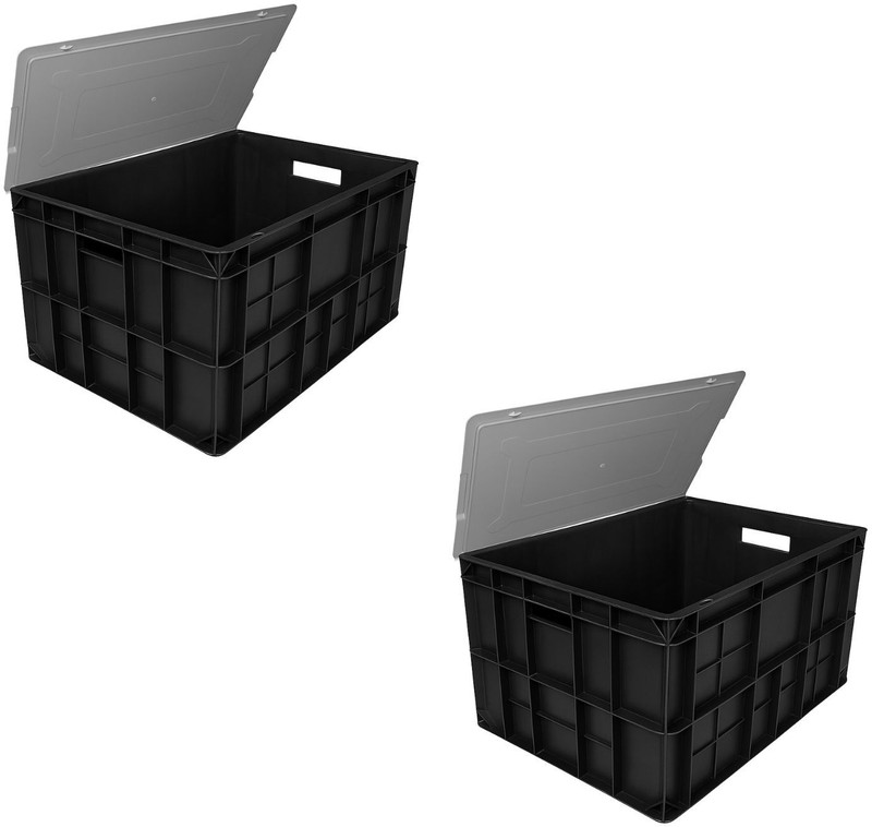 mahira Plastic Multipurpose Rectangular Storage Box Crates with Lid 50X32.50X25 CM Storage Basket(Pack of 2)