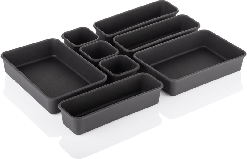 Treeky Plastic Plastic Interlocking Cutlery Drawer Desk Organizer Divider Tray (8 Pieces) Storage Basket(Pack of 1)