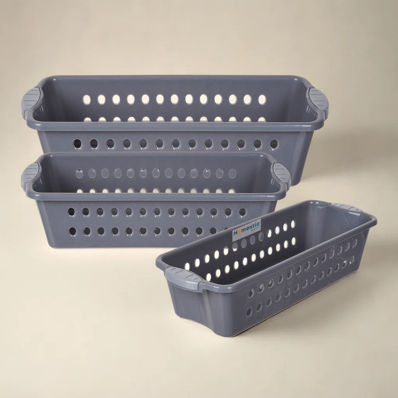 HOMESTIC Plastic Storage Basket for Kitchen-Vegetables-Stationery|JAWA-2|Medium|Pack of 4|Peach Storage Basket(Pack of 4)