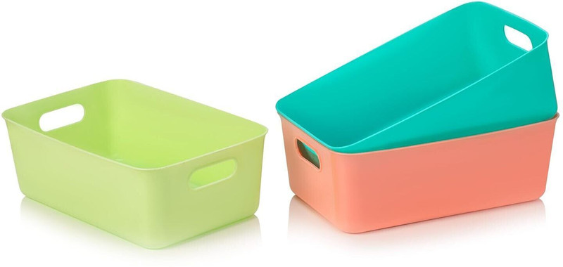 Swanoll Plastic Home Organiser Box for Fruits Vegetables, Toys, Stationary item Storage Basket Storage Basket(Pack of 3)