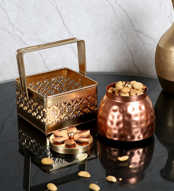 Amaya Decors Iron A Basket With Jar Single Is Perfect For Your Daily Use Storage Basket(Pack of 2)