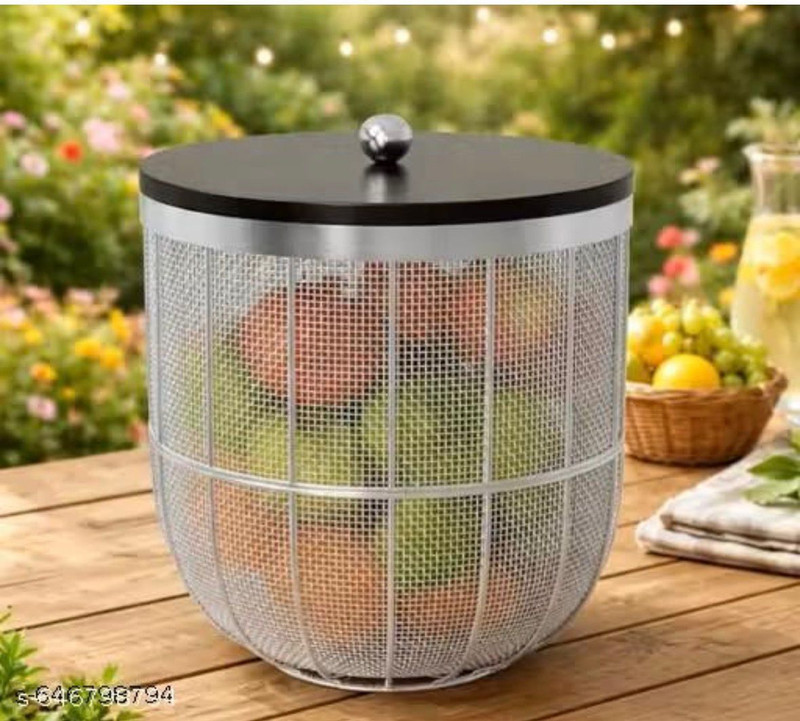 Amayraventures Iron FRUIT Protector, Collapsible Fruit Vegetable Storage SILVER Storage Basket(Pack of 1)