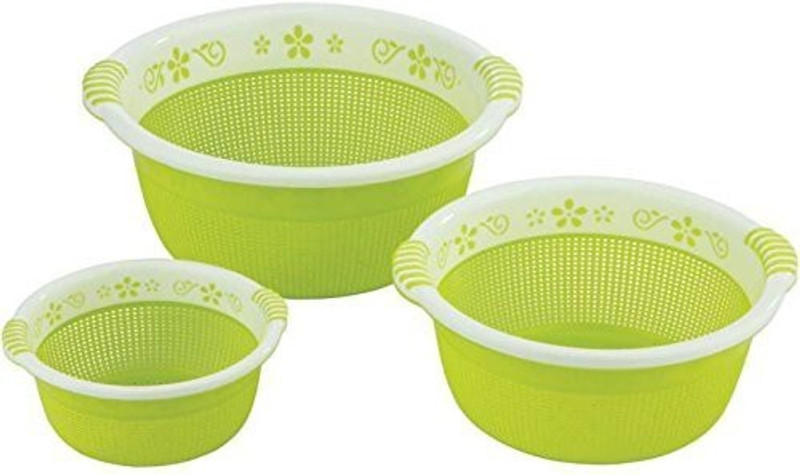 Flipkart SmartBuy Plastic Round Kitchen Fruit and Vegetable Baskets for Storage Storage Basket(Pack of 3)