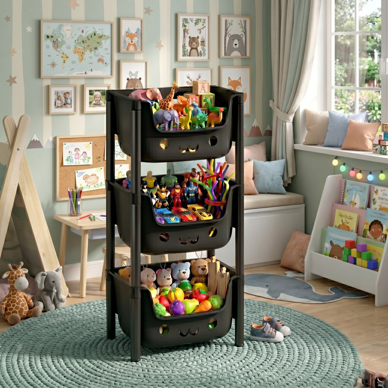 MAXTID multi layer Storage Cabinet for Neat Arrangement Storage Box(Black)