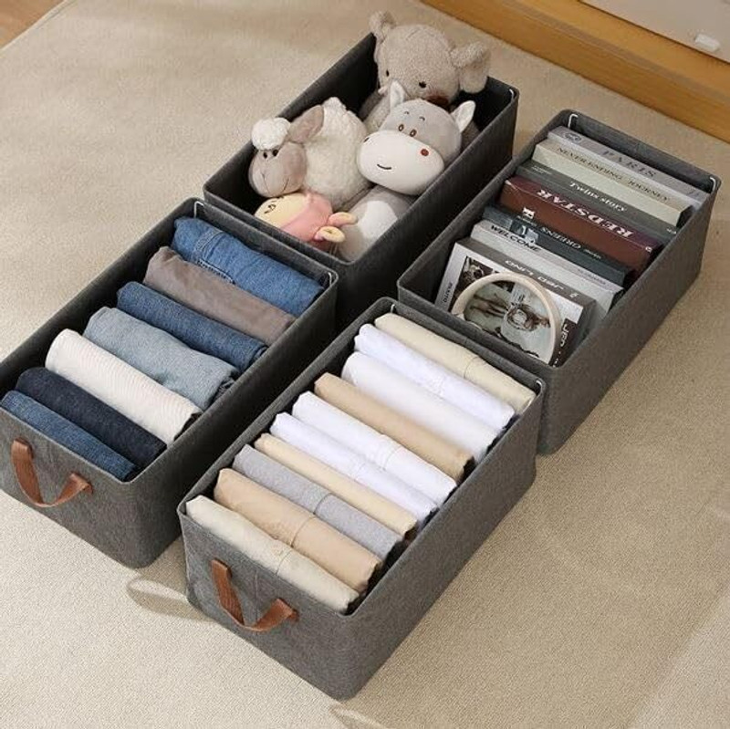 NKPR Polyester Wardrobe Clothes Storage Box ,Handles Folding Baskets ,Toys Sweater Blanket_W633 Storage Basket(Pack of 1)