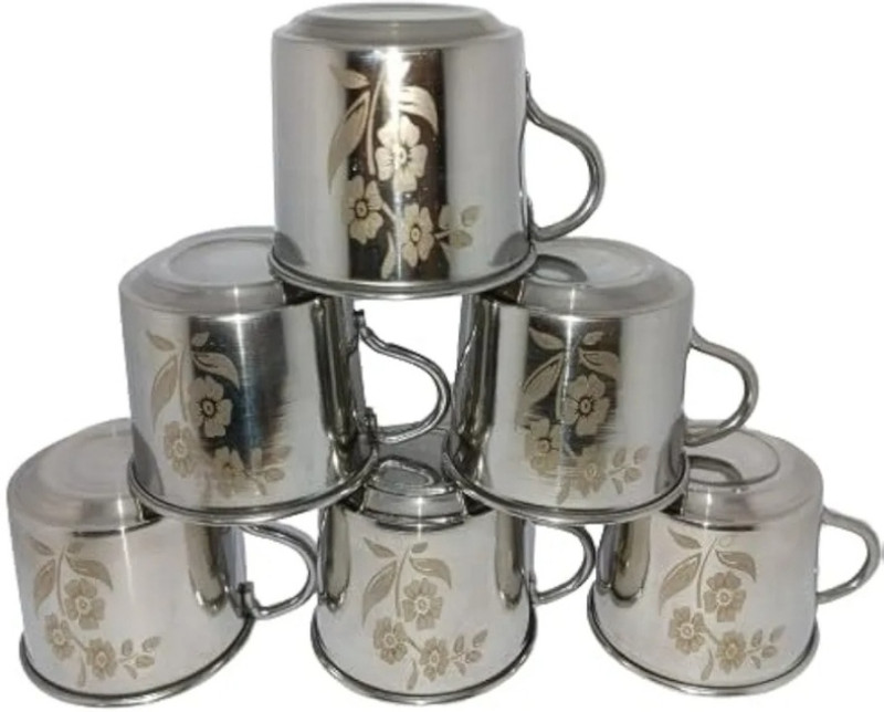 PowerTechHub Pack of 6 Stainless Steel 109(Silver, Cup)