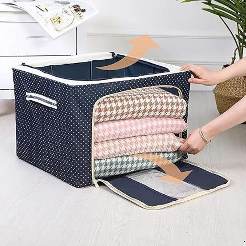 MOOZICO Large Capacity Multifunction Foldable Storage Bag with Steel Frame Clothes Cover(Pack of 1, Blue)