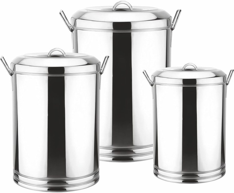 PRABHA Kunda Pawali Dabba 3pcs(14", 16" 18") Set 20 L Drum(Silver, Pack of 3)