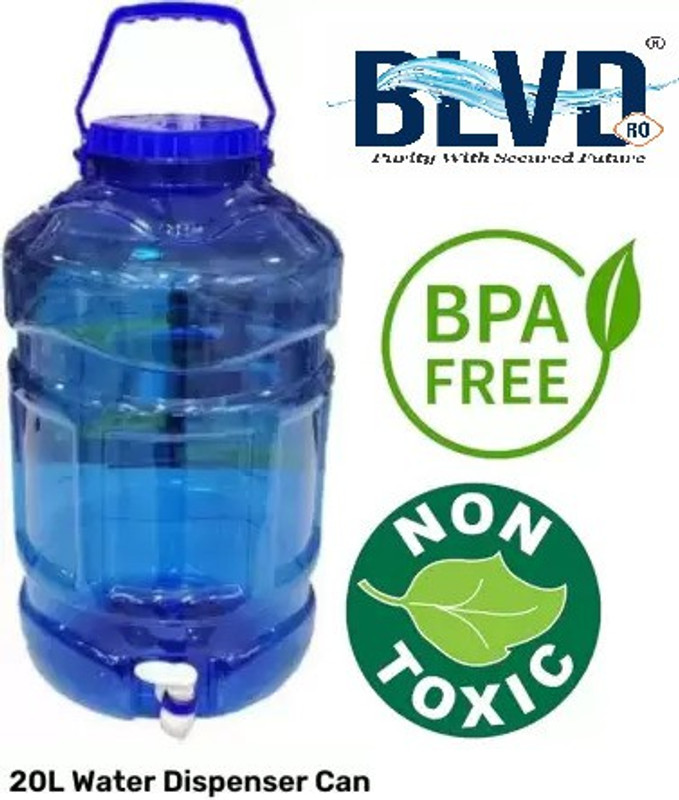 BLVD 20 Liter Plastic Water Dispenser 20 Liter Plastic Water Dispenser Manual Pump Type Bottle Can with Handle and Tap 20 L Drum(Blue, Pack of 1)