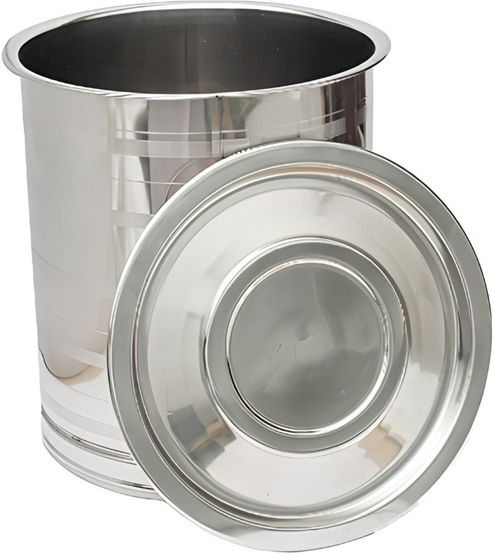 Manbhav Industries Grain Storage Att Container with Lid - (25 L) Grain Storage Att Container with Lid - (25 L) 25 L Drum(Silver, Pack of 1)