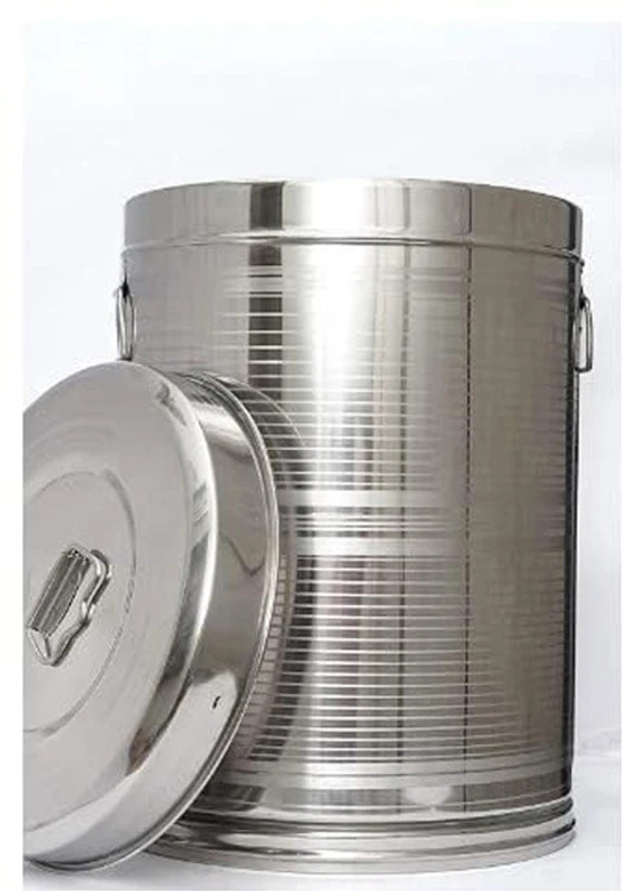 RS Enterprises Steel Drum Stainless Steel Air Tight 10 Liter Kothi/Drum, Leak Proof, Corrosion Resistance 10 L Drum(Silver, Pack of 1)