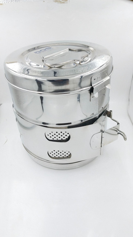 BOS MEDICARE premium stainless steel dressing drum 8x8 sterile instrument storage Surgical Dressing Drum ( 8x8 Inches) stainless steel large 7 L Drum(Silver, Pack of 1)