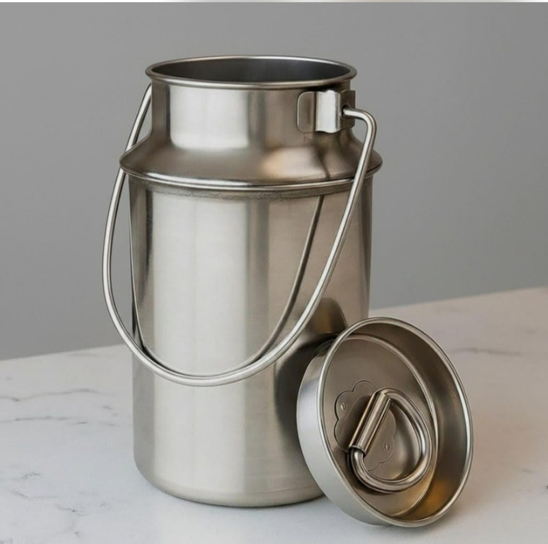 Prisha Enterprises Stainless Steel 1 Liter Milk Can 1 Liter Milk Barni 1 L Drum(Steel, Pack of 1)